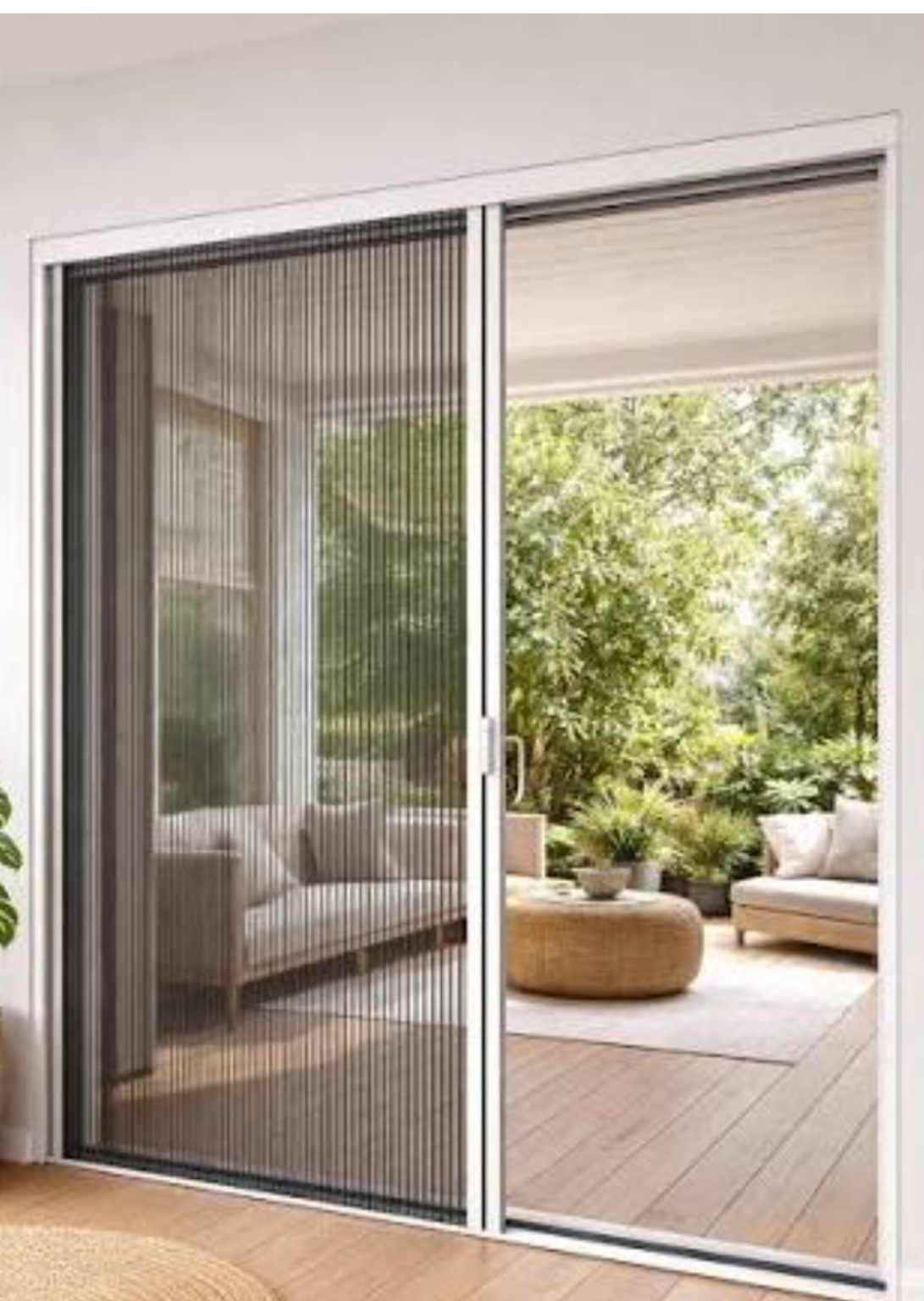 Pleated mosquito screen door